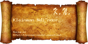 Kleinman Nándor névjegykártya